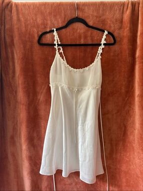 Intimo White Satin & Lace Slip Chemise